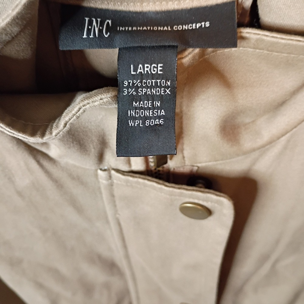 INC International Concepts Utility Jacket Khaki Lace Up Back Flared Sleeve L - Picture 6 of 6